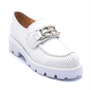 Broom Beyaz Deri Toka Kadın Günlük Ayakkabı