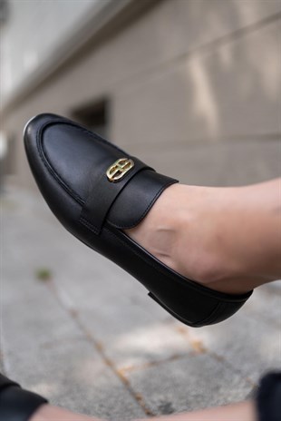 Mıney Siyah Deri  Kadın Günlük Ayakkabı