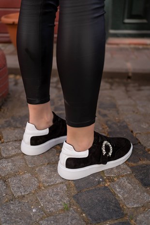 Pıjor Siyah Deri  Kadın Spor Ayakkabı